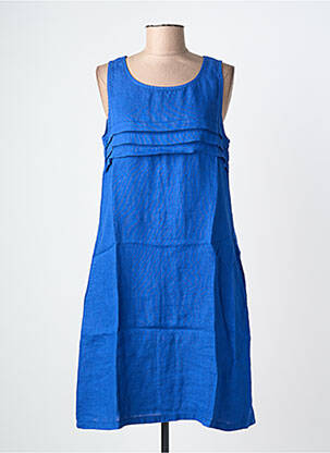 Robe mi-longue sans manche sans manche bleu DS femme