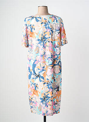 Robe mi-longue imprimé fleurs manches courtes bleu THOMAS RABE femme