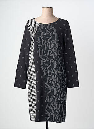 Robe mi-longue manches longues manches longues noir DIVAS femme