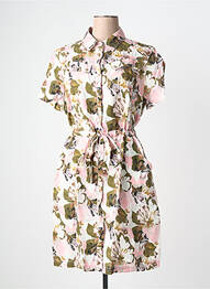 Robe mi-longue imprimé fleurs manches courtes vert 7 SEASONS femme