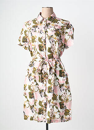 Robe mi-longue imprimé fleurs manches courtes vert 7 SEASONS femme