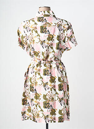 Robe mi-longue imprimé fleurs manches courtes vert 7 SEASONS femme