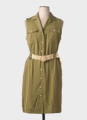 Robe mi-longue tissage crêpe sans manche vert TINTA STYLE femme