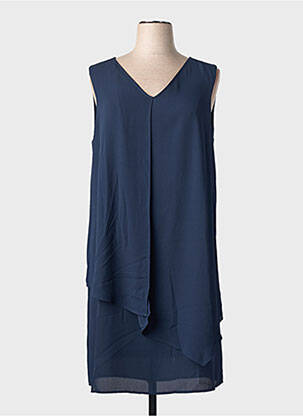 Robe mi-longue coupe fluide sans manche bleu BARILOCHE femme