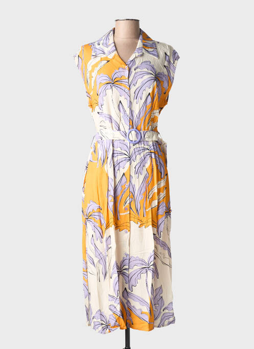 Robe mi-longue imprimé fleurs manches courtes violet SCORZZO femme