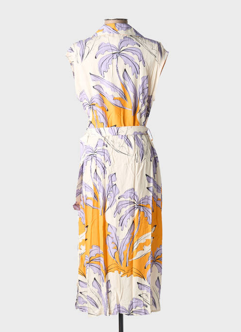 Robe mi-longue imprimé fleurs manches courtes violet SCORZZO femme