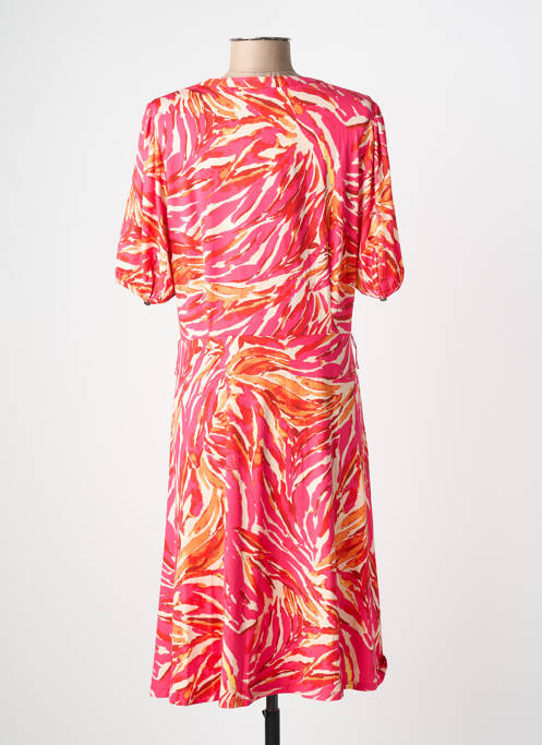 Robe mi-longue coupe fluide manches courtes rose K-DESIGN femme
