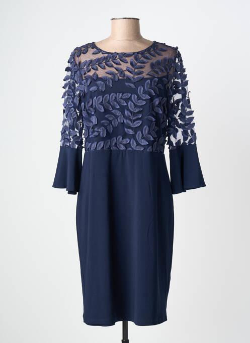 Robe mi-longue manches 3/4 manches 3/4 bleu FRANK LYMAN femme