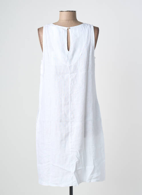 Robe mi-longue tissage crêpe sans manche blanc DS femme