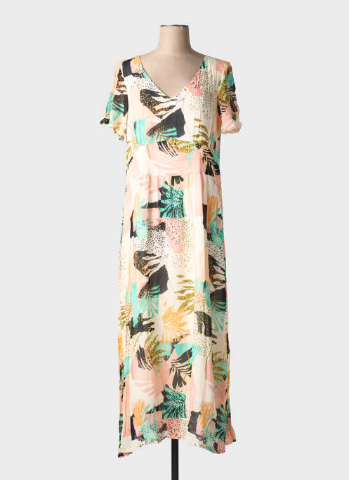 Robe longue imprimé fantaisie manches courtes rose MAE MAHE femme