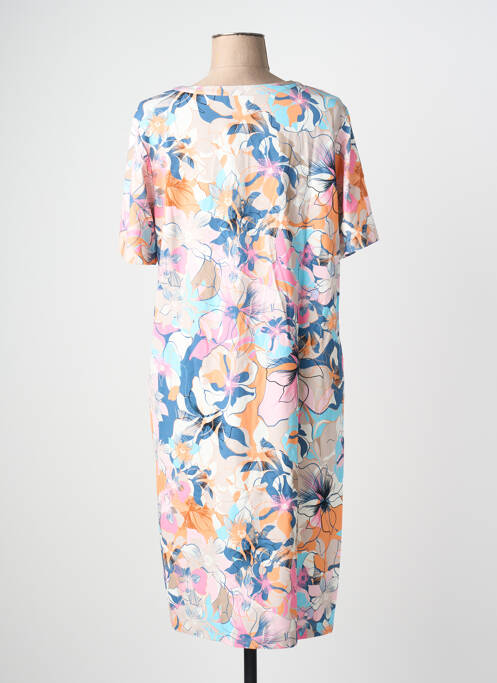 Robe mi-longue imprimé fleurs manches courtes bleu THOMAS RABE femme