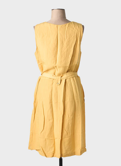 Robe mi-longue tissage crêpe sans manche jaune MAE MAHE femme