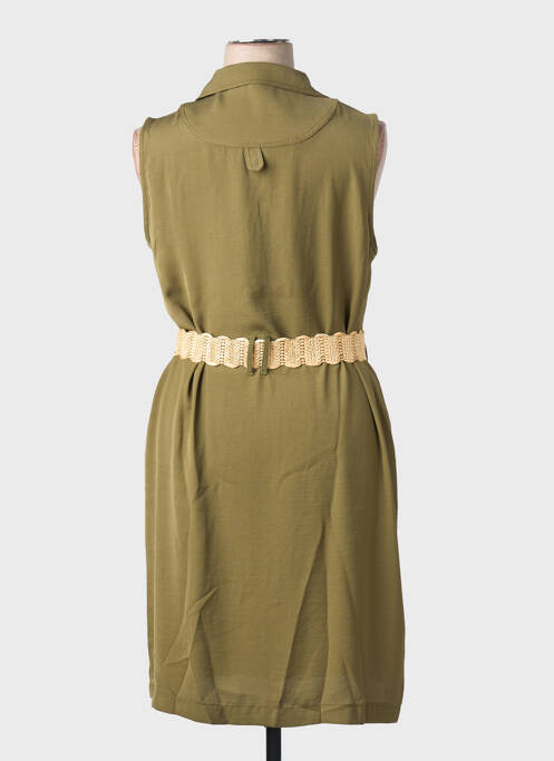 Robe mi-longue tissage crêpe sans manche vert TINTA STYLE femme