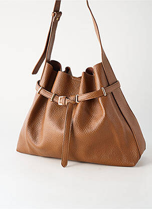 Sac cuir grainé forme rectangulaire marron MADE IN ITALY femme