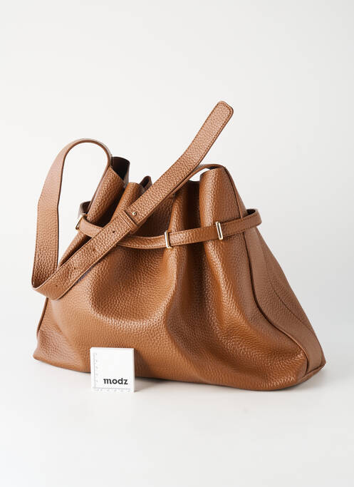Sac cuir grainé forme rectangulaire marron MADE IN ITALY femme