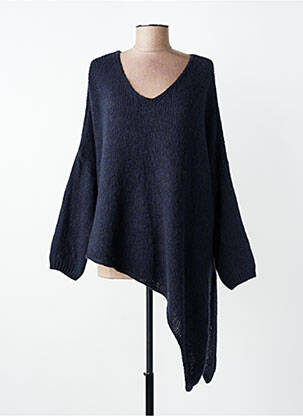 Pull col v manches longues bleu MADE IN ITALY femme