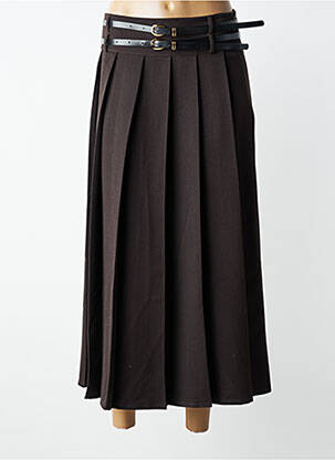 Jupe longue coupe droite marron MADE IN ITALY femme