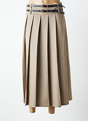 Jupe longue coupe droite beige MADE IN ITALY femme