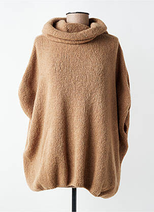 Pull maille tricot manches courtes marron MADE IN ITALY femme
