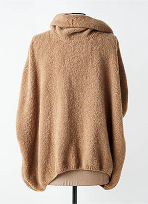 Pull maille tricot manches courtes marron MADE IN ITALY femme
