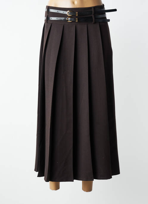 Jupe longue coupe droite marron MADE IN ITALY femme