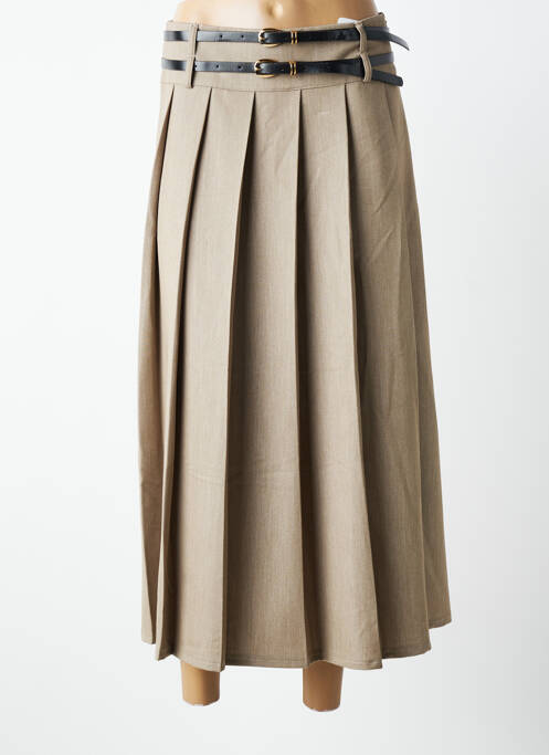 Jupe longue coupe droite beige MADE IN ITALY femme