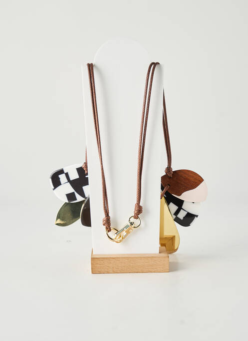 Collier ornement elément bois marron CAROLINE BISS femme