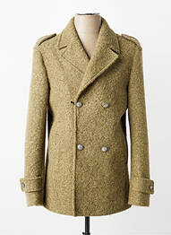Manteau long tissage chiné sans capuche vert OVER/D homme