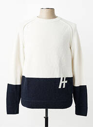 Pull col rond manches longues blanc HECHTER STUDIO homme