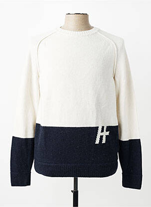 Pull col rond manches longues blanc HECHTER STUDIO homme