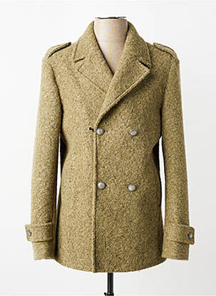 Manteau long tissage chiné sans capuche vert OVER/D homme