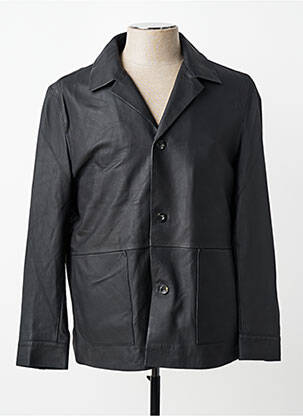 Veste en cuir coupe droite noir MILESTONE homme