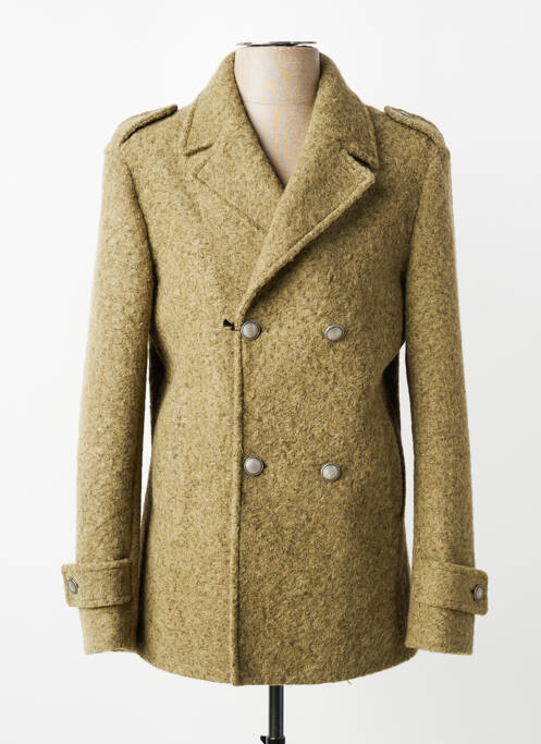 Manteau long tissage chiné sans capuche vert OVER/D homme