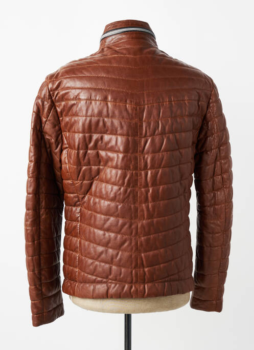 Veste en cuir manches longues marron MILESTONE homme