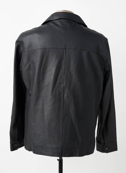 Veste en cuir coupe droite noir MILESTONE homme