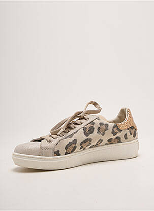 Baskets tissage tissage pailleté talon plat jusqu'à 3cm beige REQINS femme