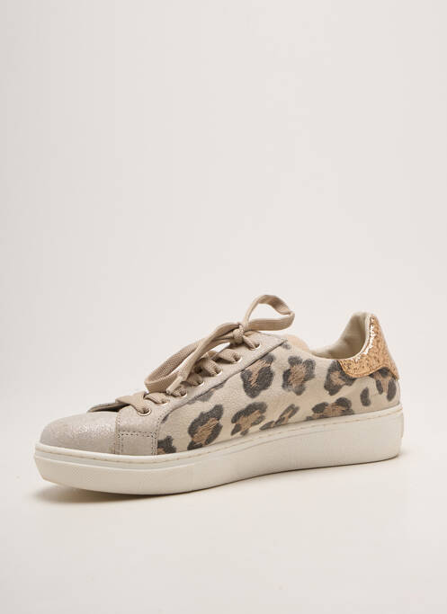 Baskets tissage tissage pailleté talon plat jusqu'à 3cm beige REQINS femme