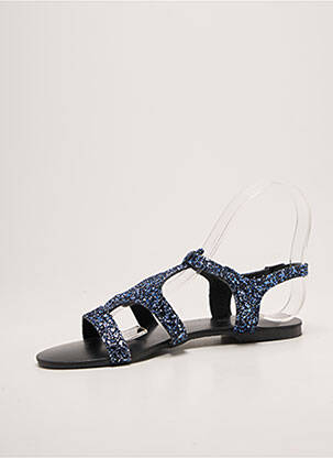 Sandales/nu pieds chiquet talon plat jusqu'à 3cm bleu REQINS femme