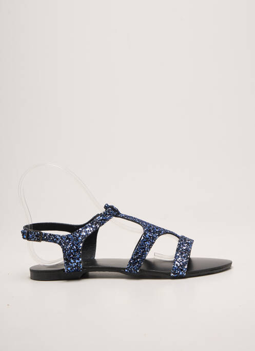 Sandales/nu pieds chiquet talon plat jusqu'à 3cm bleu REQINS femme
