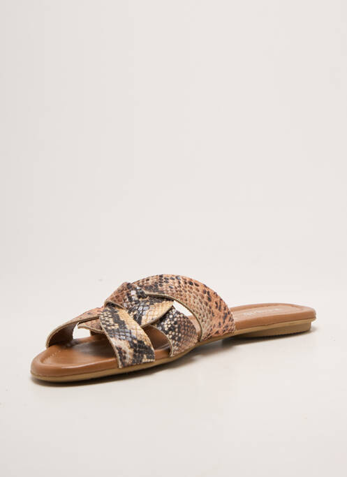 Mules/sabots chiquet talon plat jusqu'à 3cm marron REQINS femme