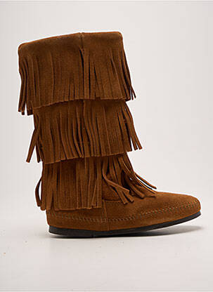 Bottes bout rond talon plat jusqu'à 3cm marron MINNETONKA femme