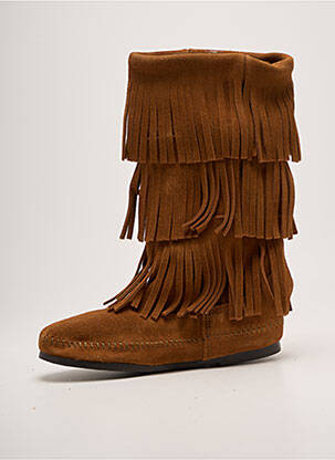 Bottes bout rond talon plat jusqu'à 3cm marron MINNETONKA femme