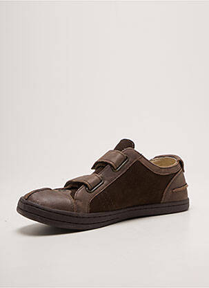 Baskets fermeture scratch bout rond marron KICKERS garçon