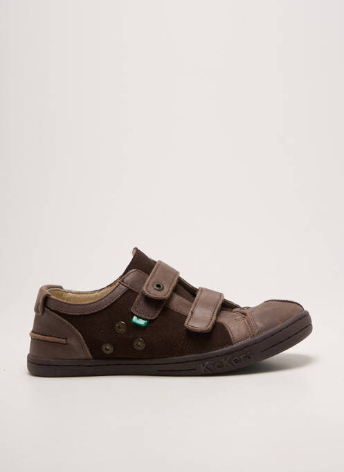 Baskets fermeture scratch bout rond marron KICKERS garcon