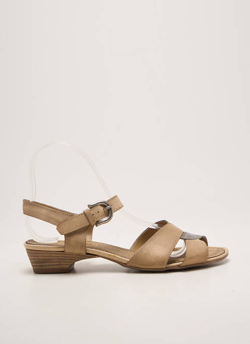 Sandales/nu pieds tissage satiné talon de 4 à 6cm beige SAMOA femme