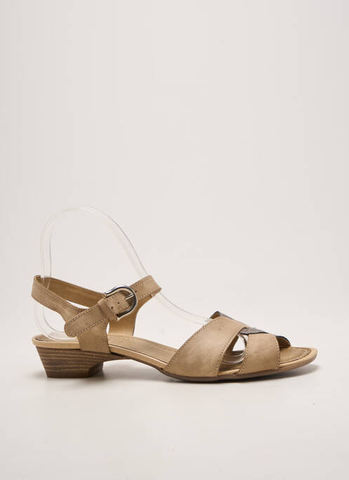 Sandales/nu pieds tissage satiné talon de 4 à 6cm beige SAMOA femme