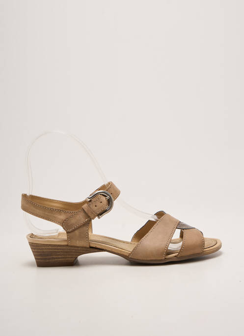 Sandales/nu pieds tissage satiné talon de 4 à 6cm beige SAMOA femme