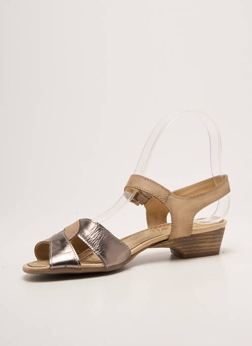 Sandales/nu pieds tissage satiné talon de 4 à 6cm beige SAMOA femme