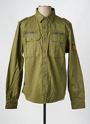 Chemise manches longues poignets boutonnés vert DAYTONA homme