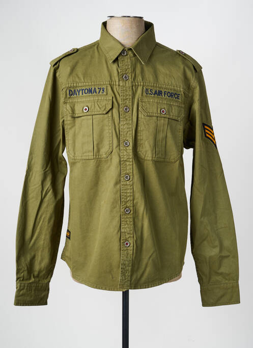 Chemise manches longues poignets boutonnés vert DAYTONA homme